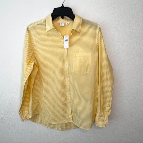 GAP Tops - GAP Women’s Yellow Striped Long Sleeve Button Down Shirt M